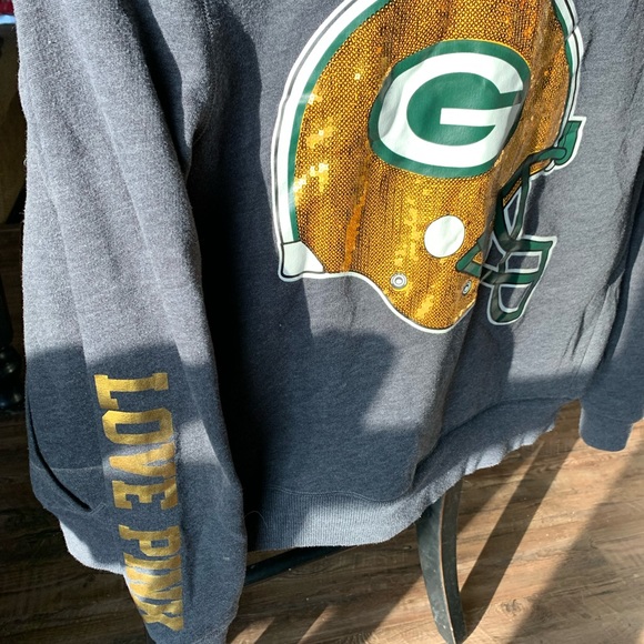 Victoria Secret (pink) Size S GreenBay Packer sequins hoodie. - Picture 3 of 5
